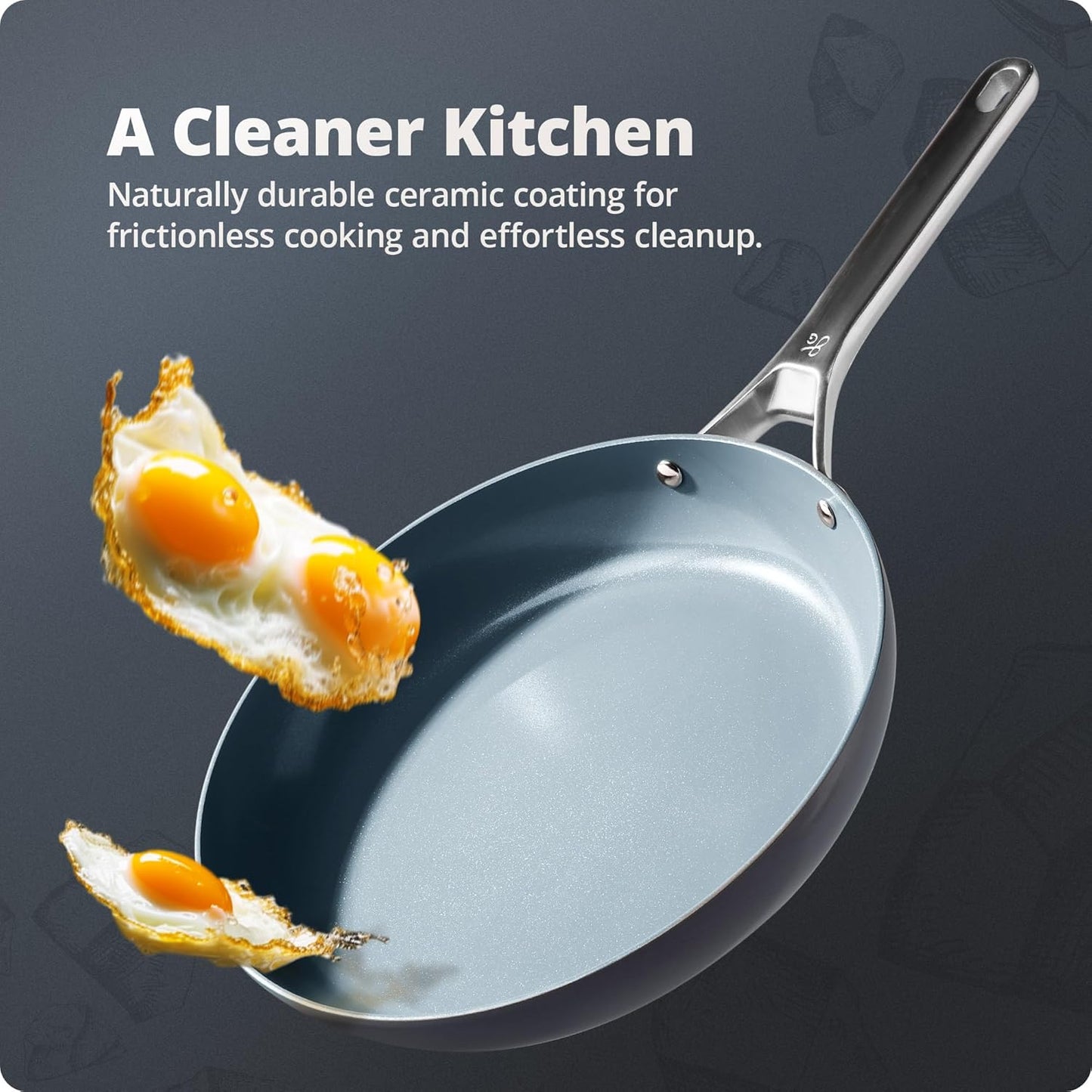 Greater Goods Chef's Grade Ceramic Nonstick Cookware Set - 12 Piece, Pots and Pans Set with Lids, Midnight Gray