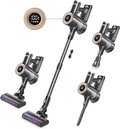 Homeika - Pro Version - 28k PA Cordless Vacuum Cleaner, Digital Display, 50 min Runtime, 3 Speed, Telescopic, 300 Watts, Brushless Motor, 8 in 1, HEPA Filter,
