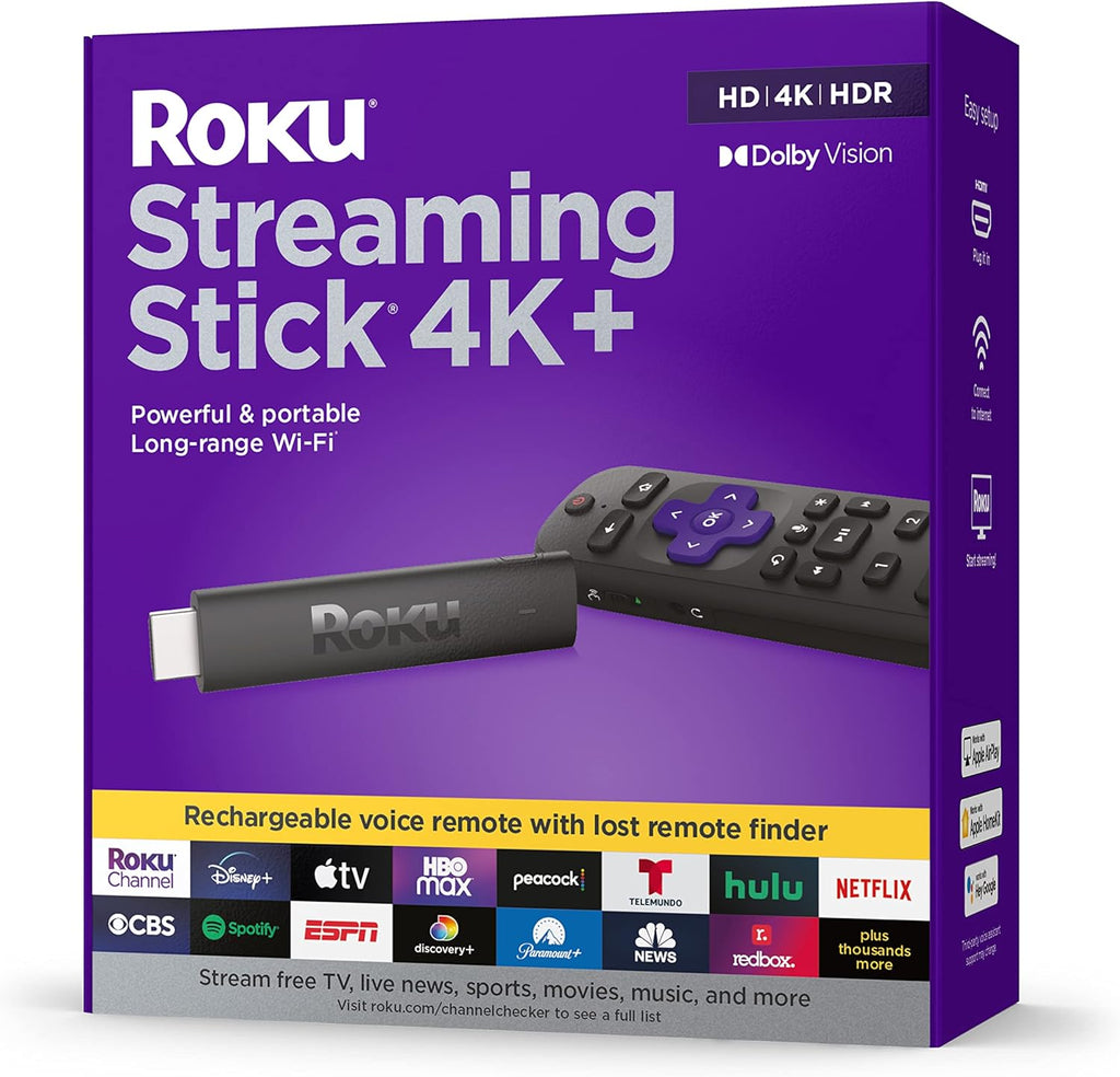 Refurbished Roku Streaming Stick 4K+ Streaming Device 4K/HDR/D. Vision with Roku Voice Remote Pro