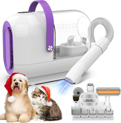 Dog Grooming Kit&Vacuum, 3L Pet Grooming Vacuum 99% Pet Hair Suction, 5 Pet Grooming Tools, 5 Combs, Quiet Pet Vacuum Groomer with Hair Roller, Massage Nozzle for Shedding Dogs, Cats