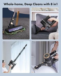 Homeika - Pro Version - 28k PA Cordless Vacuum Cleaner, Digital Display, 50 min Runtime, 3 Speed, Telescopic, 300 Watts, Brushless Motor, 8 in 1, HEPA Filter,