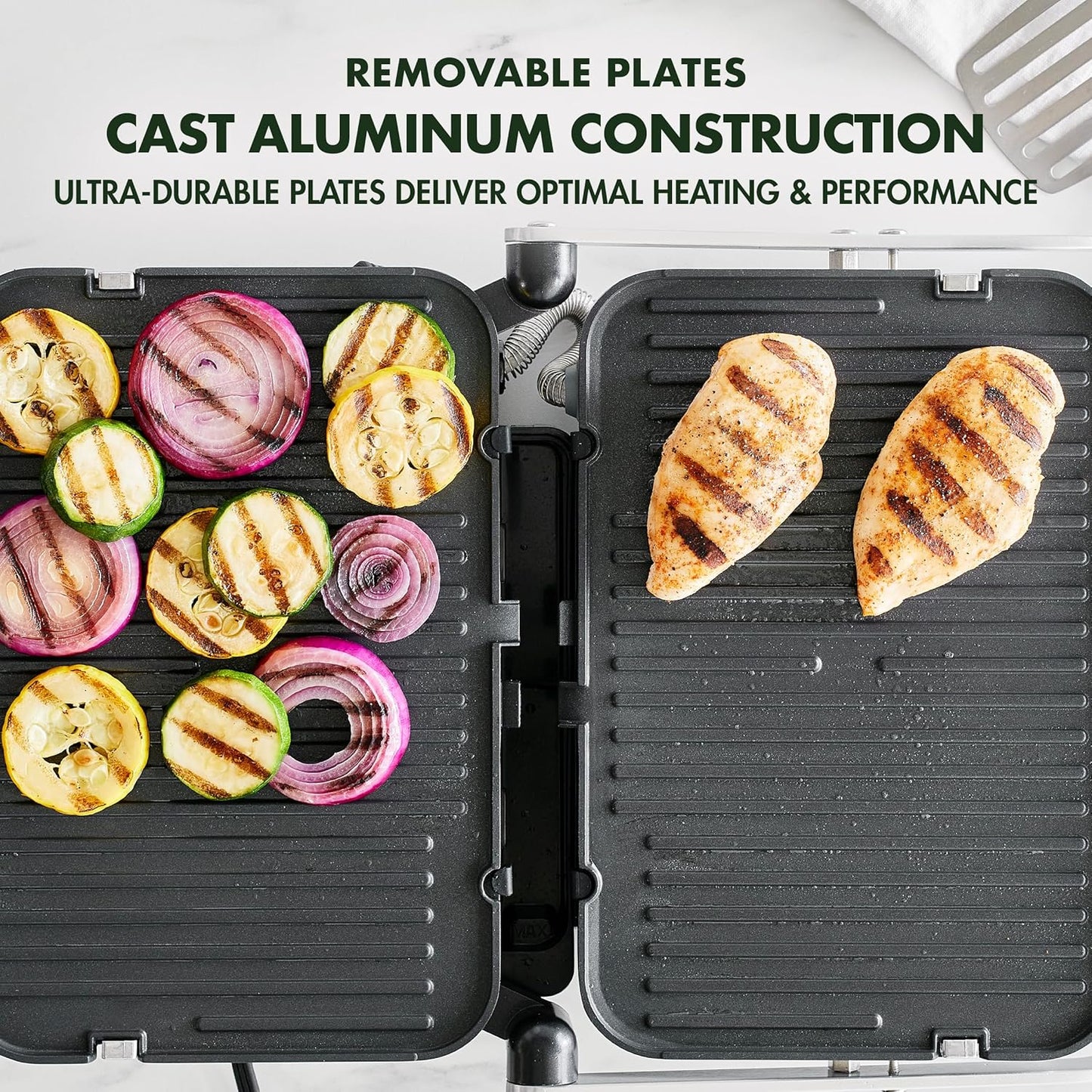 GreenPan Electric Indoor Stainless Steel 6-in-1 Contact Grill and Griddle, Healthy Ceramic Nonstick, Dishwasher Safe Reversible Plates, PFAS-Free, Sandwich Panini Press, Gourmet, Dual Temperature