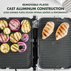 GreenPan Electric Indoor Stainless Steel 6-in-1 Contact Grill and Griddle, Healthy Ceramic Nonstick, Dishwasher Safe Reversible Plates, PFAS-Free, Sandwich Panini Press, Gourmet, Dual Temperature
