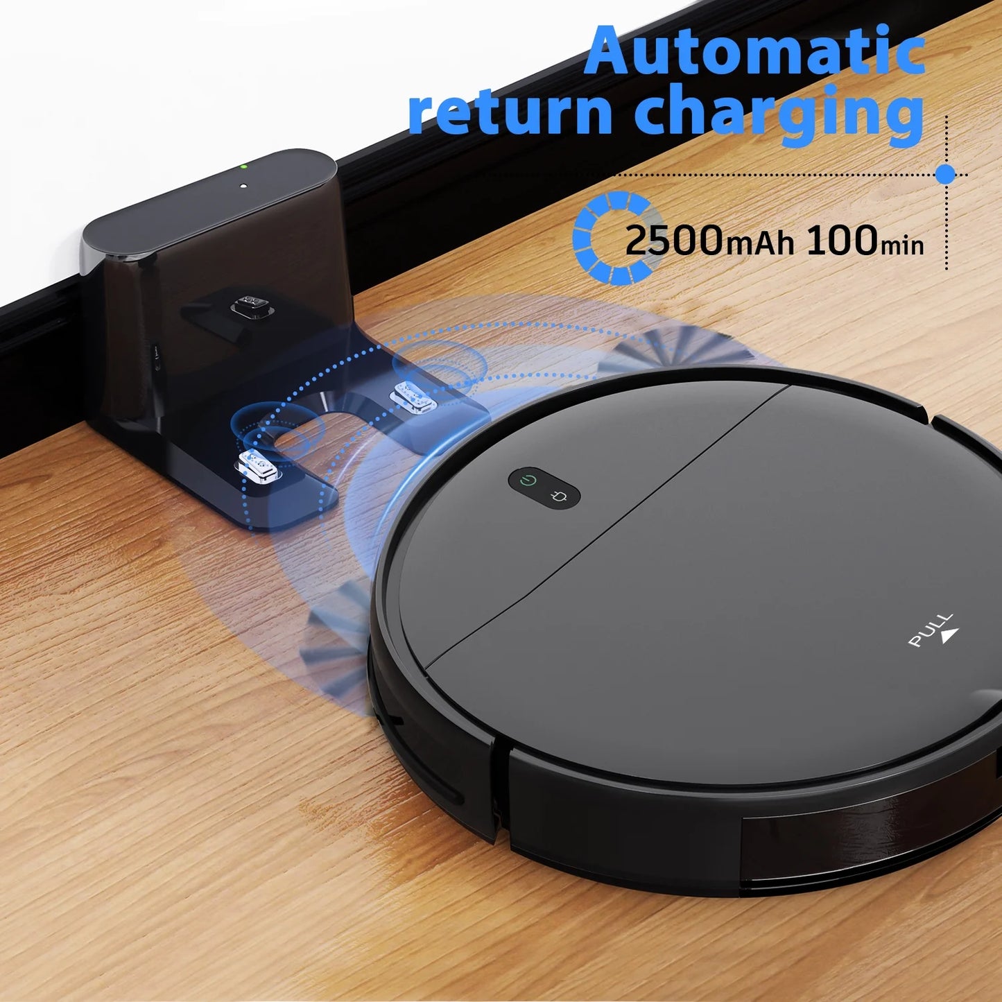Robot Vacuum Cleaner, 2 in 1 Mop Combo for Pet Hair, Hard Floor - Black