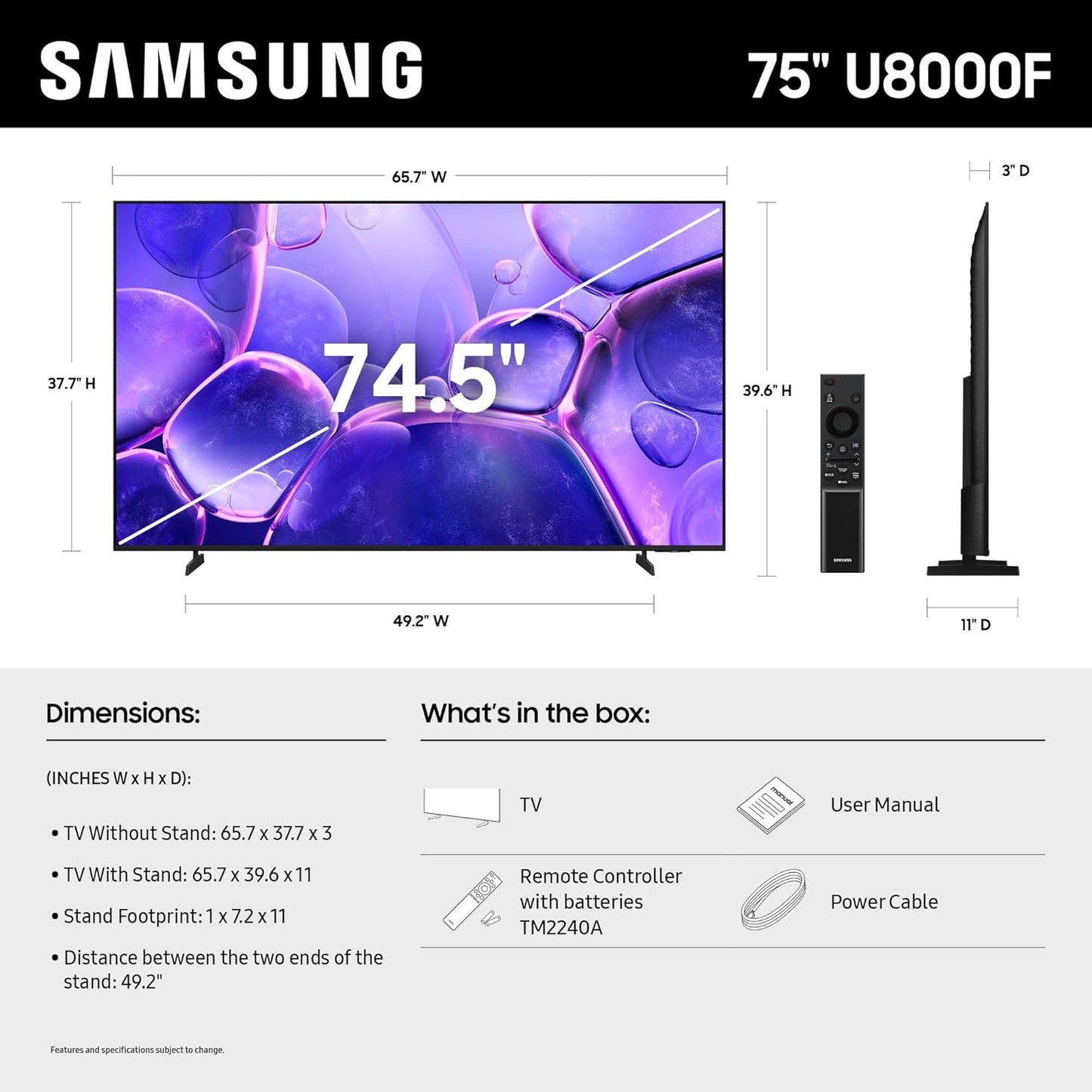 Samsung 75-Inch Class Crystal UHD 4K Smart TV (2025 Model) Endless Free Content, Crystal Processor 4K, MetalStream Design, Knox Security, Alexa Built-in