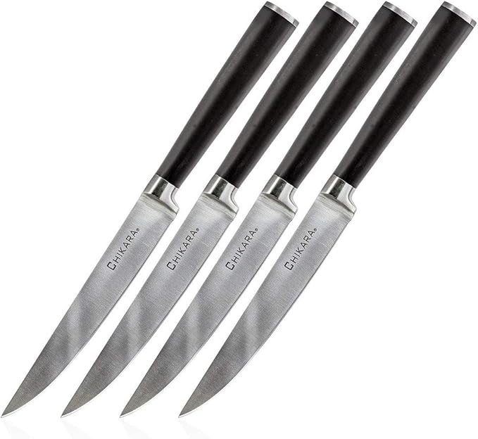 GINSU Chikara Series 4-Piece Forged 4.5" Steak Knife Set - Premium 420J Stainless Steel Kitchen Knife