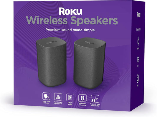 Roku Wireless Speakers (for Roku Streambars or Roku TV),Black 2 Count