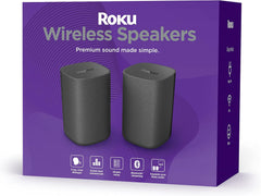 Roku Wireless Speakers (for Roku Streambars or Roku TV),Black 2 Count