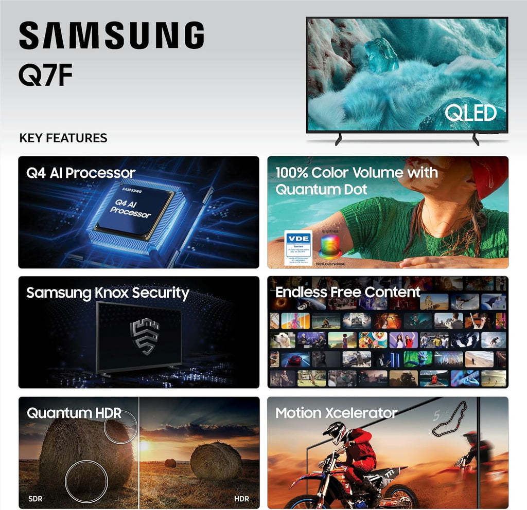 Samsung 55-Inch Class QLED Q7F Series Samsung Vision AI Smart TV (2025 Model, 55Q7F) Quantum HDR, Object Tracking Sound Lite, Q4 AI Gen1 Processor, 4K upscaling, Gaming Hub, Alexa Built-in