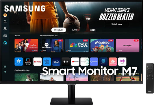Samsung 43-Inch M7 (M70D) Series 4K UHD Smart Monitor, Speakers, HDR10, USB-C, Multiple Ports, Gaming Hub, SolarCell Remote, Vision Accessibility Tools