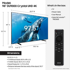 Samsung 98-Inch Class 4K Crystal UHD Series HDR Smart TV, Object Tracking Sound Lite, Motion Xcelerator 120Hz, Supersize Picture Enhancer, Mega Contrast, Alexa
