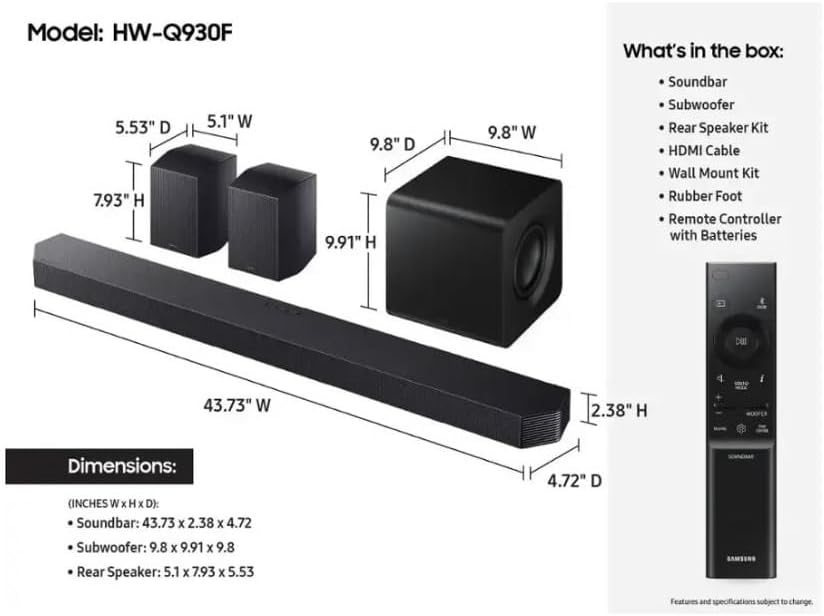 Samsung Q-SerieSamsungs Soundbar 9.1.4 ch w/Subwoofer + Rear Speaker Titan Black
