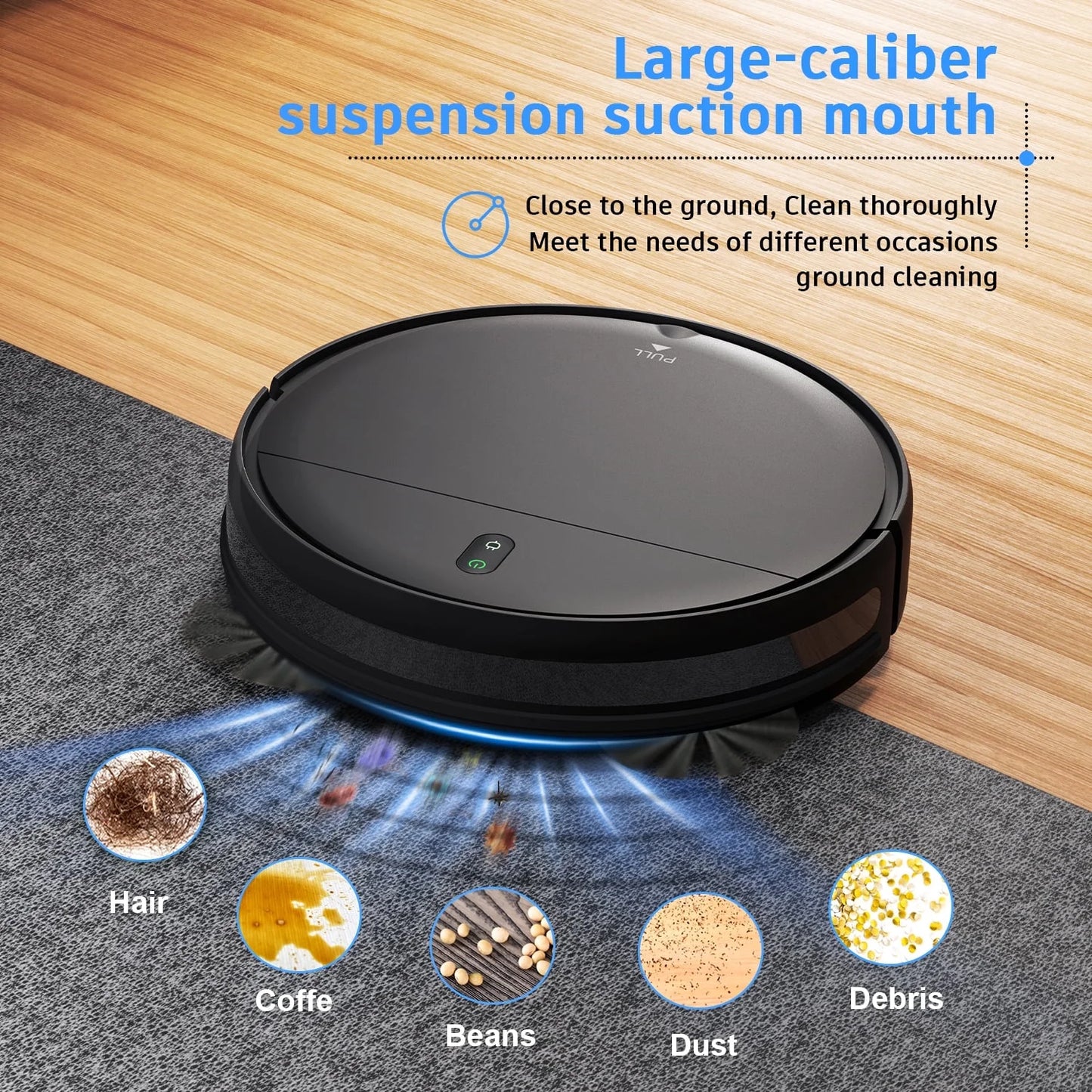 Robot Vacuum Cleaner, 2 in 1 Mop Combo for Pet Hair, Hard Floor - Black