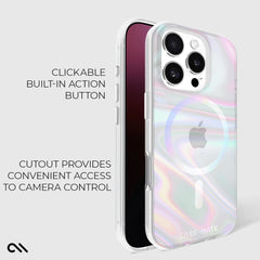 Case-Mate Soap Bubble iPhone 16 Pro Case [Compatible with MagSafe] - Stylish Phone Case with 12ft Drop Protection - Premium Magnetic Cover for iPhone 16 Pro - Iridescent