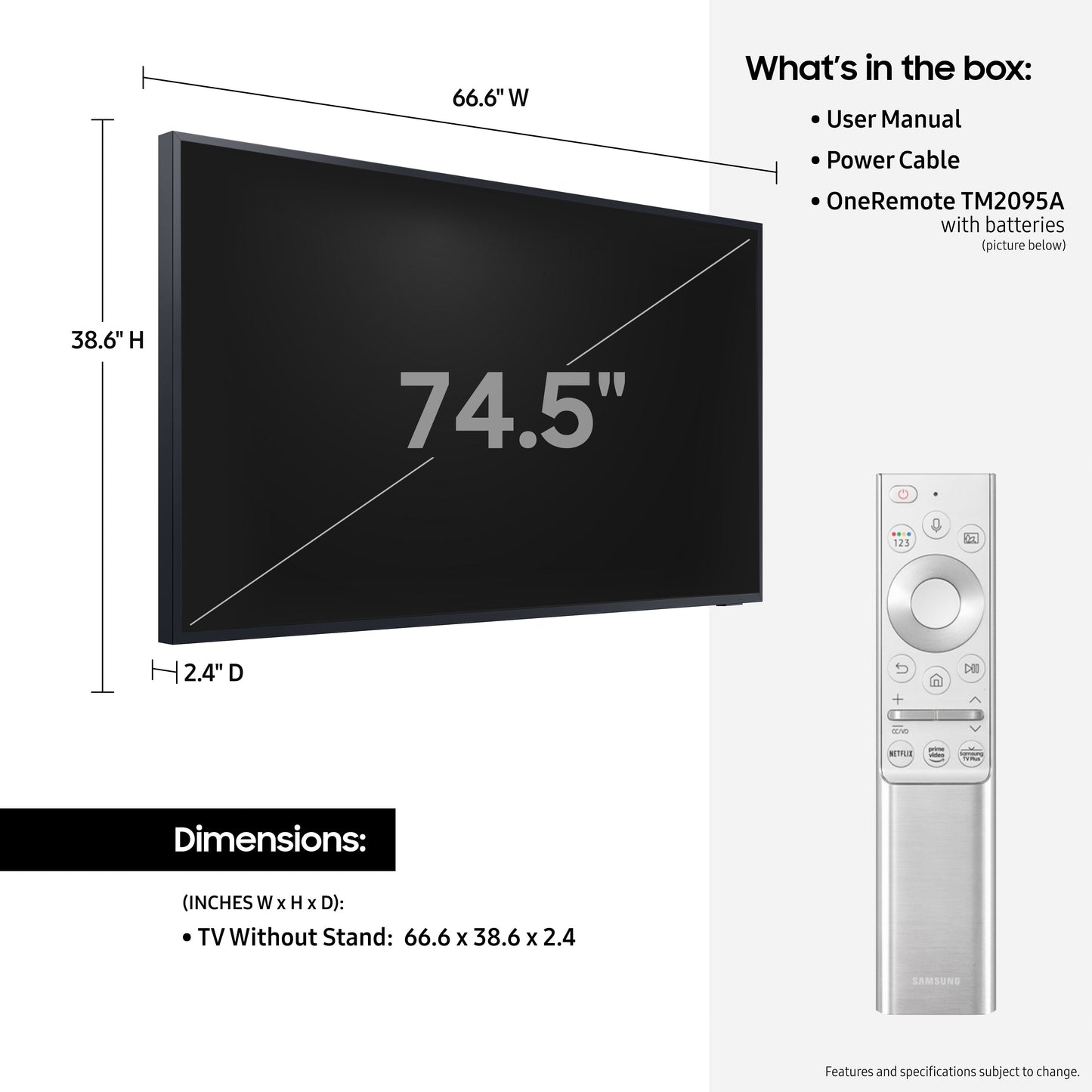 Samsung 75” Class The Terrace Partial Sun QLED 4K LST7T