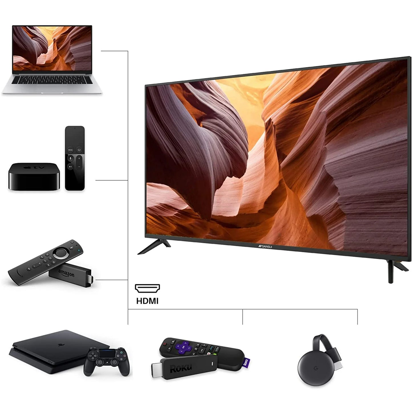Sansui 58-Inch 4K UHD HDR Smart LED Android TV with Google Assistant (Voice Control), Screen Share, HDMI, USB (2022 Model Android 9 OS)