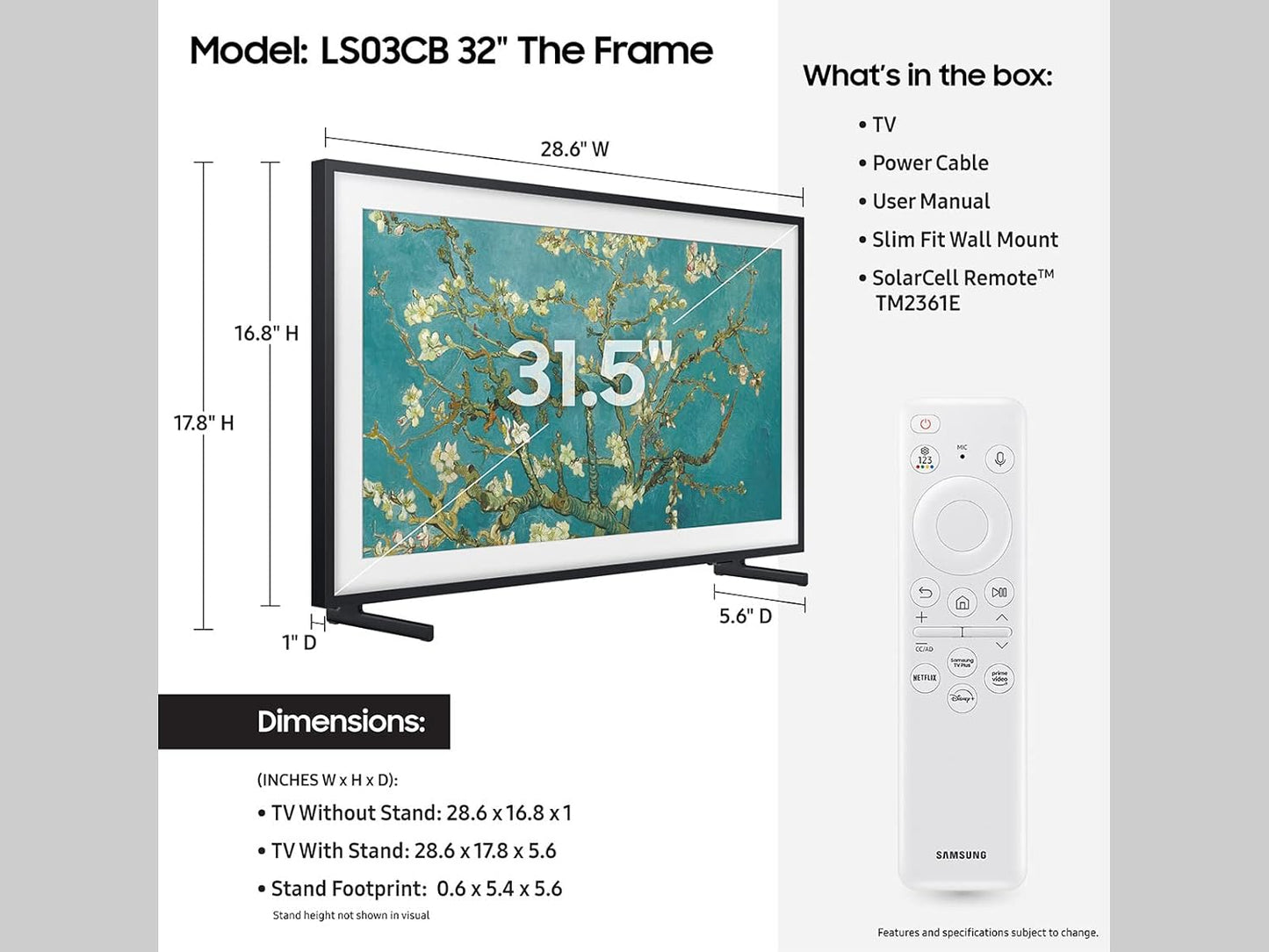 Samsung 32-Inch The Frame QLED HDR Smart TV