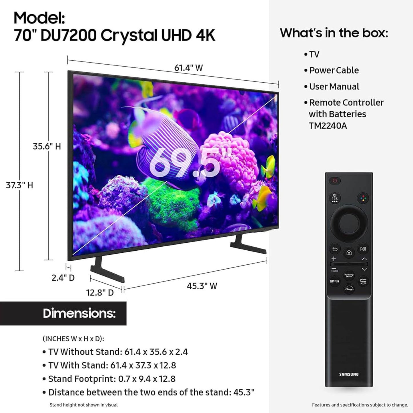 Samsung 70-in DU7200 Crystal UHD Smart TV