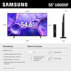 Samsung 55-Inch Class Crystal UHD U8000F 4K Smart TV (2025 Model) Endless Free Content, Crystal Processor 4K, MetalStream Design, Knox Security