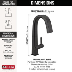 DELTA FAUCET 9993-BL-DST Pivotal Kitchen Faucet, Matte Black